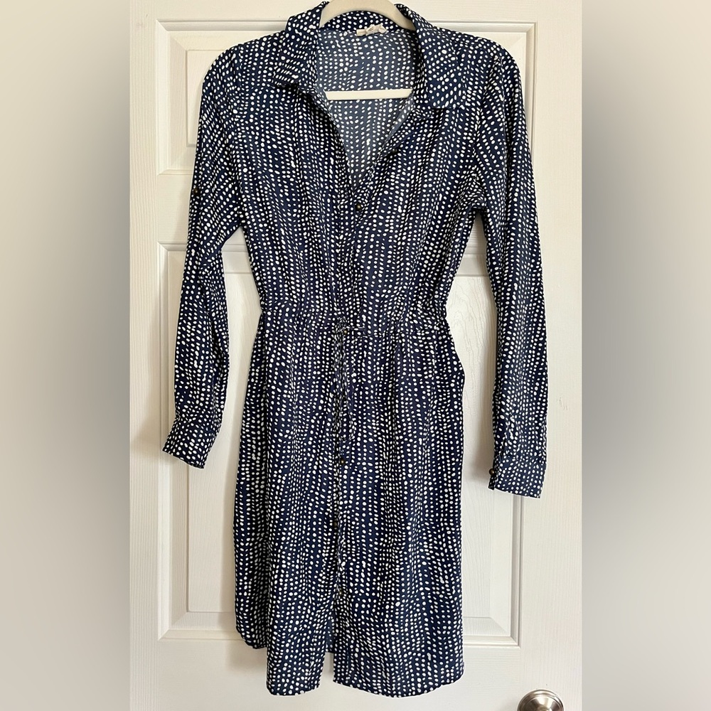 Maison Jules Long Sleeved Polka Dot Dress